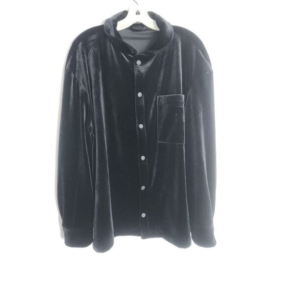 Zara Women Black Velvet Button Down Shacket (Shirt/Jacket Combo) size Large - Picture 3 of 9